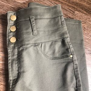 olive green high waisted button up jeans SIZE 2